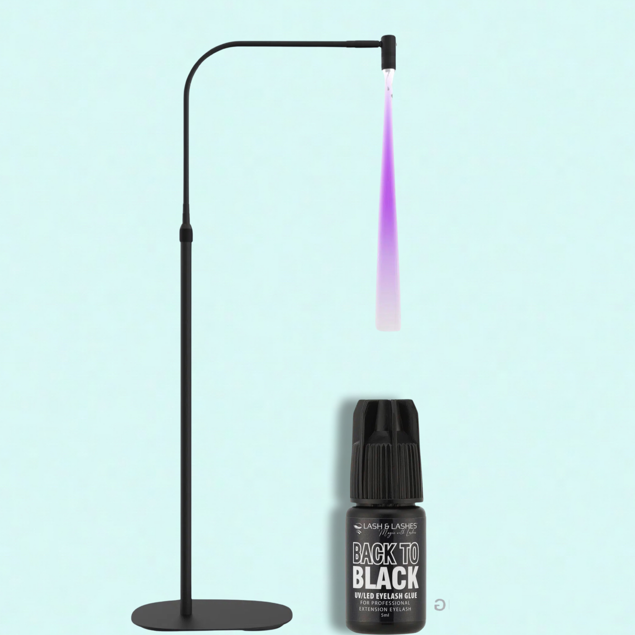 Forgatható Fejű UV / LED Lámpa Állítható Fényerővel és Fókusszal + Back-To Black UV/LED Fekete Szempillaragasztó 3ml.