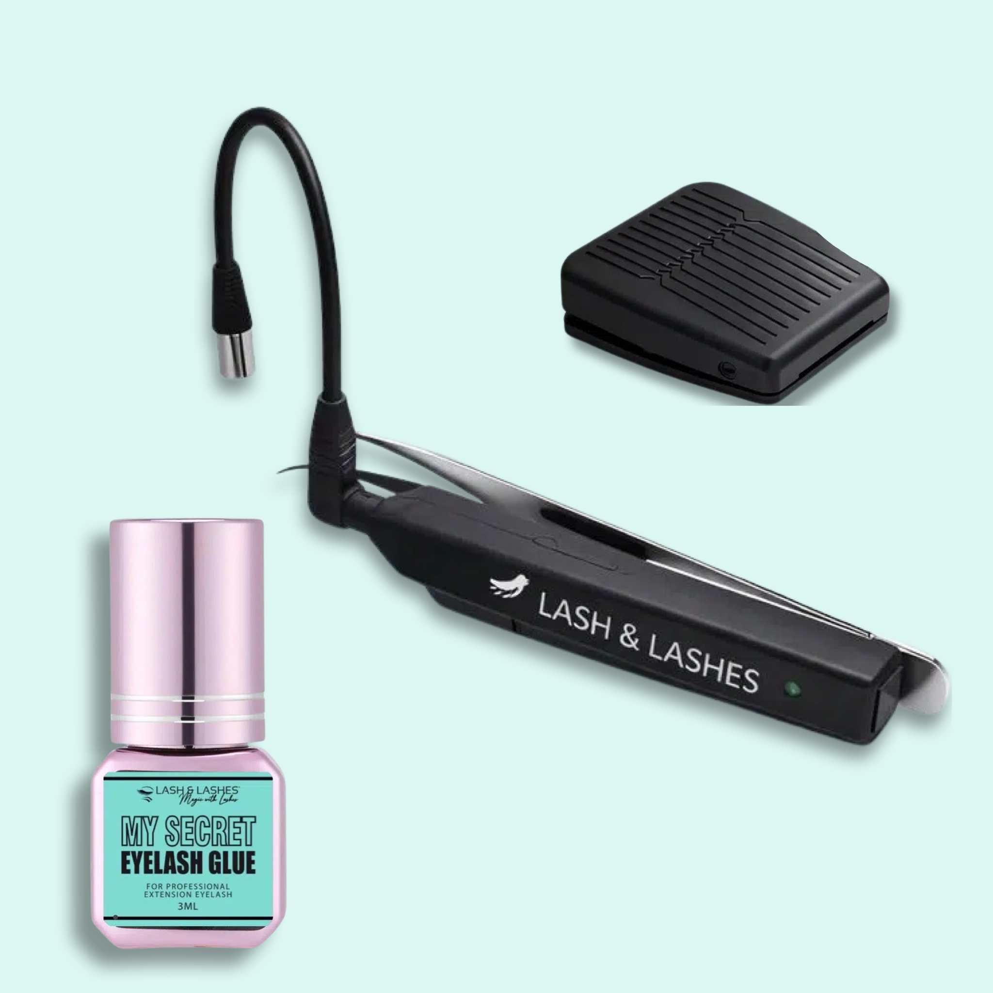 Mini UV/LED Lámpa Vezeték Nélküli Pedál Vezérléssel + My Secret UV/LED Clear Szempillaragasztó 3g