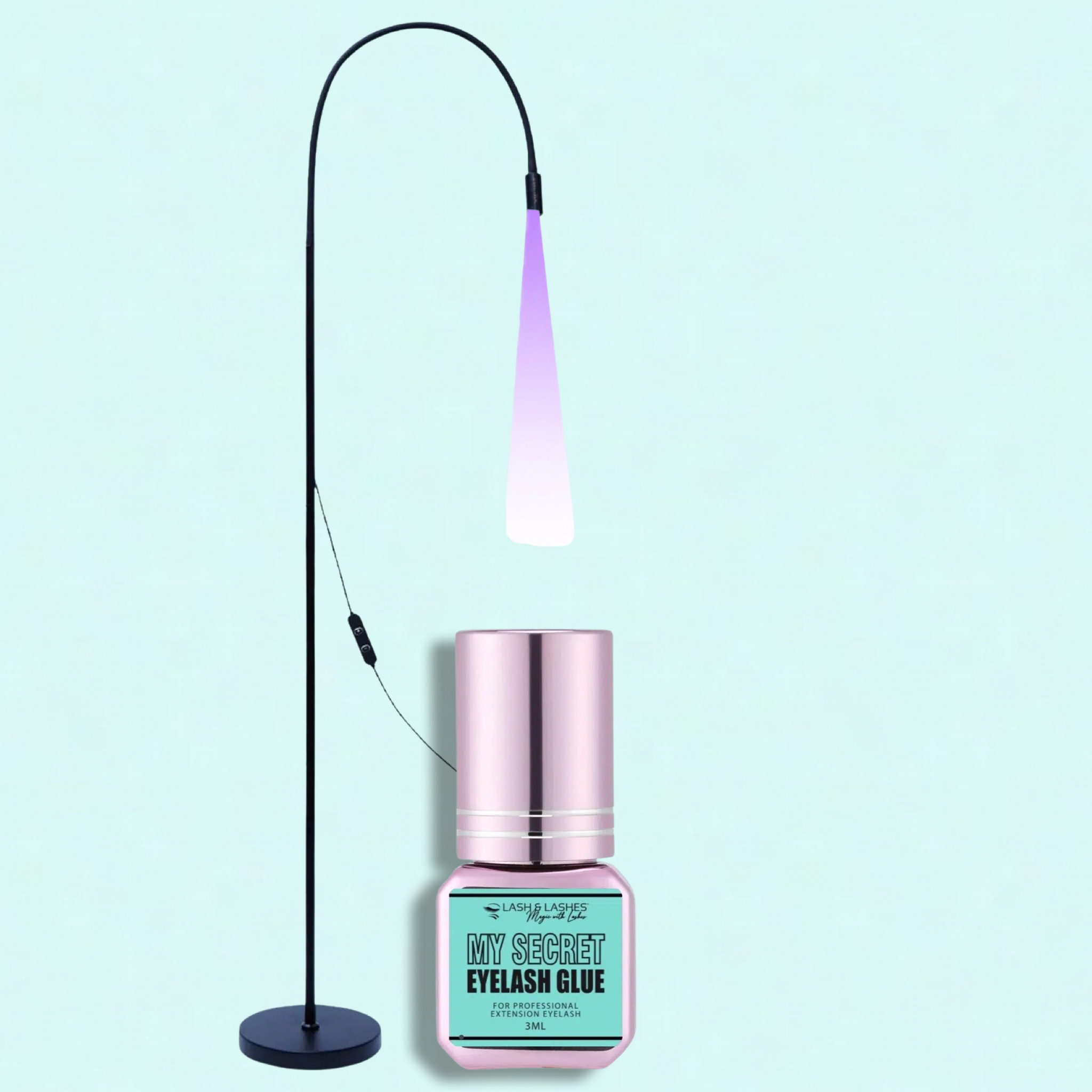 UV LED Lámpa Állítható Fényerővel + My Secret UV/LED Clear Szempillaragasztó 3ml.